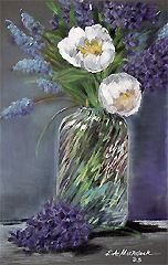 White Tulips and Blue Hyacinths in a Vase